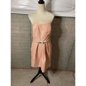 Antonio Melani Peach Strapless Cinched Waist‎ Knee Length Shift Dress Size 10